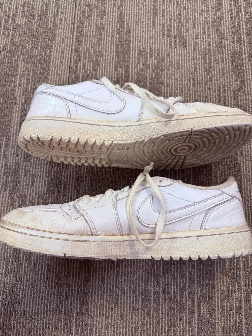 Nike Air Jordan 1 Low Golf Shoes Mens Size 12 White Croc Embossed DD9315-110